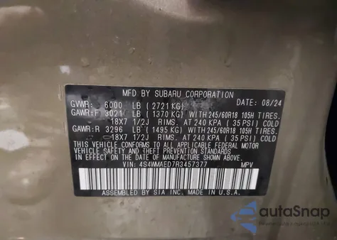 2024 Subaru Ascent Premium 7-Passenger z USA, uszkodzony, nr VIN 4S4WMAED7R3457377